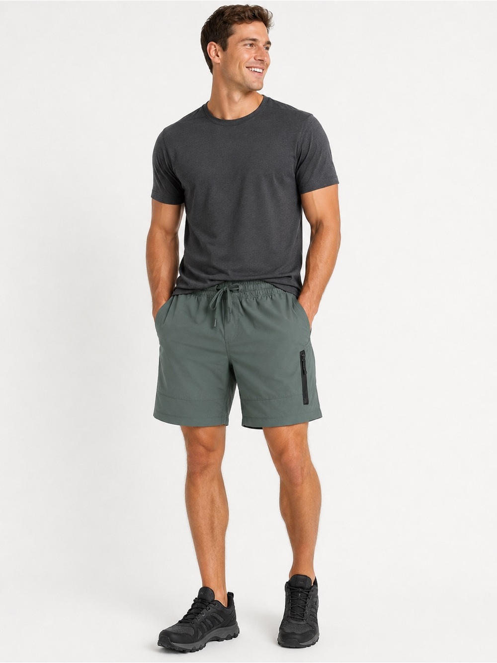 Avalanche Outdoor Supply Mens Small Ripstop Hiking Shorts Green Zip Pocket 7”